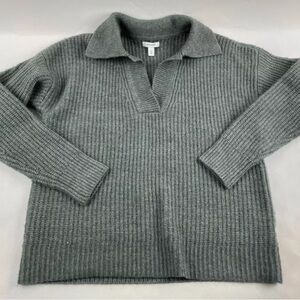 Nine West chunky grey green collared sweater size M